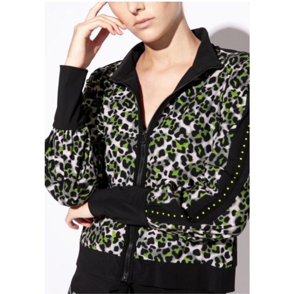 Green Leopard Zipper Jacket